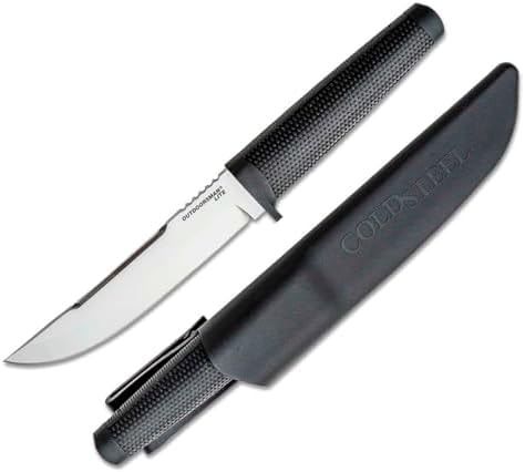 Cold Steel Outdoorsman Lite Durable Lightweight 4116 Stainless Steel 6" Fixed Blade Tactical Outdoor Hunting Knife with Textured Kraton Handle and Hard Plastic Sheath