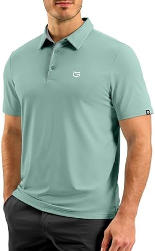 G Gradual Mens Golf Shirt Dry Fit Stretch Polo Shirts for Men Moisture Wicking Short Sleeve Polos Athletic Tennis Casual(Jasmine Green, L)