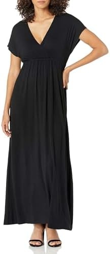 Amazon Essentials Women's V Neck Short Sleeve Empire Waist Maxi Dress (Available in Plus Size)