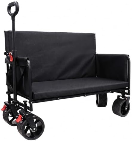 Collapsible Foldable Wagon Cart with Wheels 240L Capacity Folding Sports Wagons, 560LBS Load Large 3-in-1 Grocery Heavy Duty Carts for Sand, Beach, Camping, Fishing