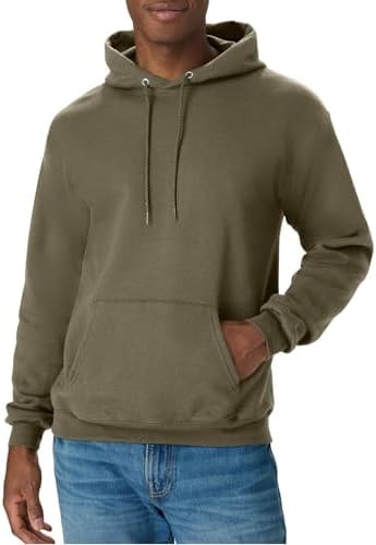 Hanes EcoSmart Hoodie, Midweight Fleece, Pullover Hooded Sweatshirt for Men, Fatigue Green, X-Large