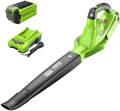 Greenworks 40V Cordless Leaf Blower, 135 CFM, 2.0 Ah Battery and Charger
