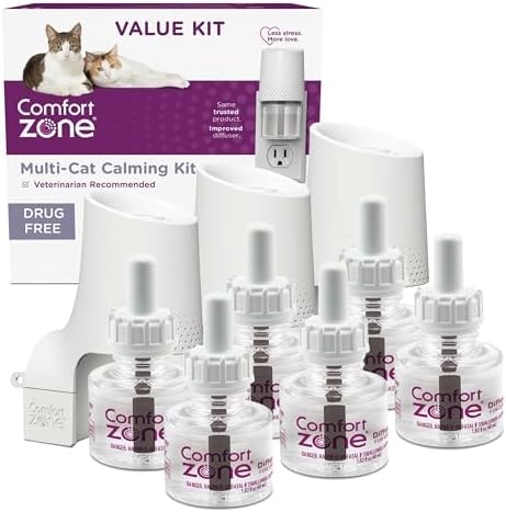 Comfort Zone Muli Cat Calming 3 Room Value Kit, 3 Diffusers & 6 Refills