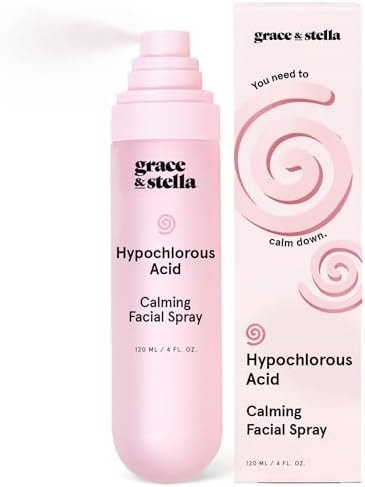 grace & stella Hypochlorous Acid Spray for Face - Acne Spray - Gentle Face Mist to Calm Redness, Flare-Ups, Breakouts, Body Acne, Bacne - Soothing Facial Mist for Sensitive Skin (120ml/4 fl oz)