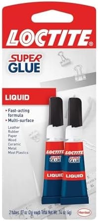 Loctite Super Glue Liquid, Clear, 0.07 fl oz Tube, 2 Pack - Superglue for Plastic, Wood, Metal, Crafts & Repair, Cyanoacrylate Adhesive Instant Glue, Quick Dry