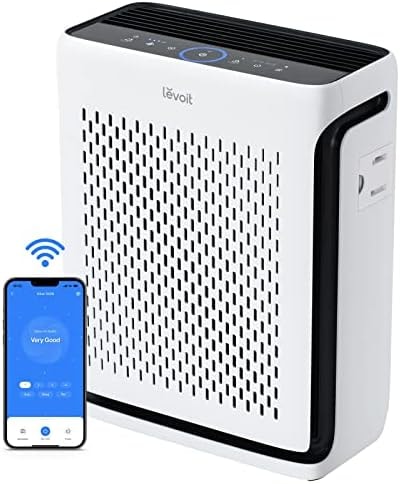 LEVOIT Air Purifier for Home Large Room Up to 1073Ft² with Air Quality Monitor, AHAM VERIFIDE, Smart WiFi, Washable Pre-Filter, HEPA Sleep Mode for Pets, Allergies, Dust, Pollen, Vital 100S-P, White