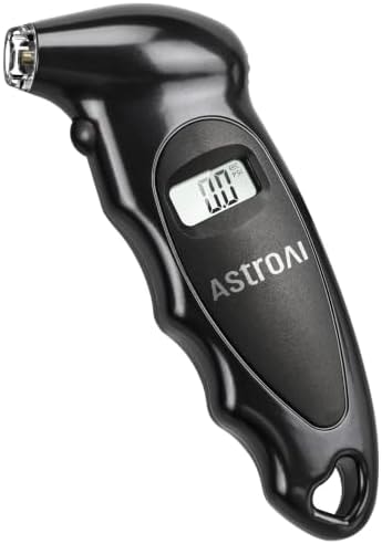 AstroAI Digital Tire Pressure Gauge Calibrated to ANSI B40.7 +/-1PSI, Accurate in 0.1 Increments, Tire Repair Tools 4 Pressure Measurements for Car Truck with Backlight LCD, Black
