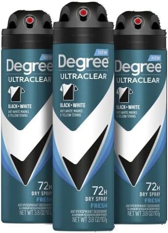 Degree Men Antiperspirant Spray Black + White 3 Count Protects from Deodorant Stains Instantly Dry Spray Deodorant 3.8 oz