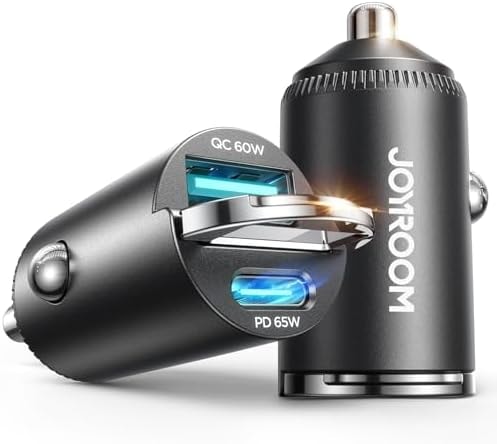 JOYROOM 2-Pack USB C Car Charger [Flush & Pull Ring] 65W PD + 60W QC Dual-Port Car Cigarette Lighter Charger, Fast Car Charger for iPhone 17/16/15 Series, Galaxy S26/25/24, MacBook Air, iPad and More