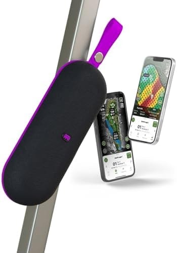 PPG Golf Speaker with GPS Powered by Golf Logix – 40K+ Courses,Stereo Sound, Magnet Mount, IPX7 Waterproof, USB-C Rechargeable, Long Lasting Battery, Purple