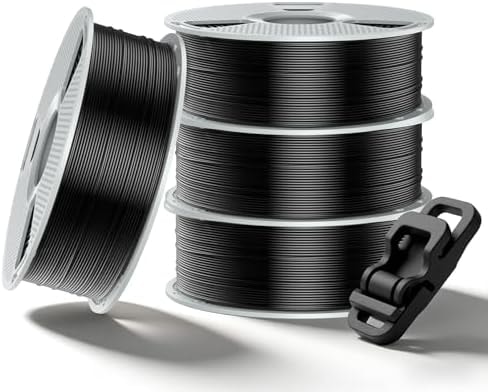 SUNLU Easy PA Nylon Filament 1.75mm - Warp-Free & Easy Printing with Nylon 6+66, Strong, Durable Engineering Filament on a PC Spool, 4kg in Total, 1kg per Spool, 4 Pack, 4000g, (4xBlack)