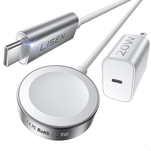 LISEN for Apple Watch Charger Fast Charging USB C Series 11 20W+5W[30mins=80% Charged] iPhone Watch iWatch Charger Fast Charging [3.3FT] for iWatch Ultra 3/2 Series 11 10 9 8 7 Apple Watch Accessories