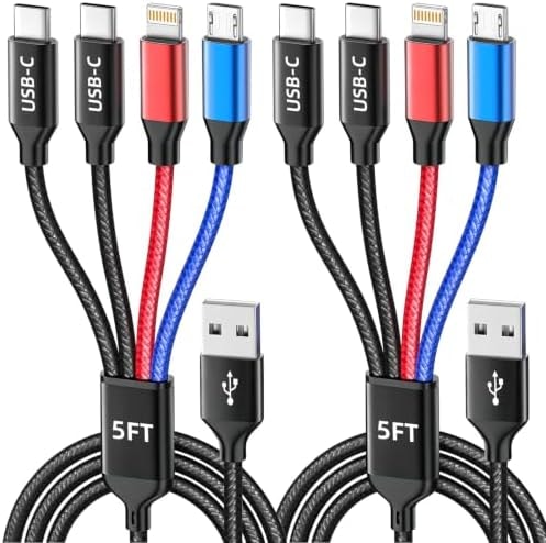 Dual TypeC 4 in 1 Multi Charging Cable, Charging Cords for Multiple Devices