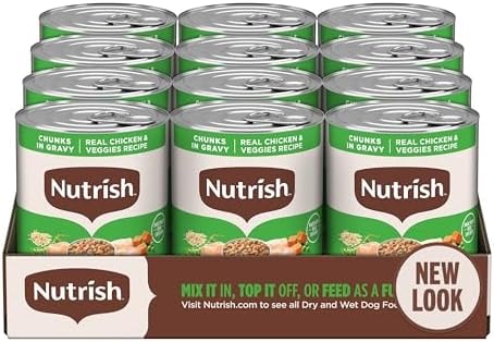 Nutrish Chicken Wet Dog Food Chunks in Gravy, 13 oz. Pack 12 (Rachael Ray)