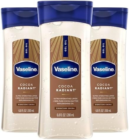 Vaseline Cocoa Radiant Body Gel Oil, Glowing Skin + Cocoa Butter 6.8oz 3ct