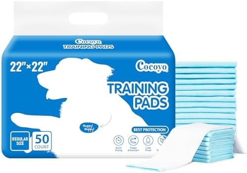 COCOYO Best Value 22"x22" Dog Training Pads 50 Count | Dog Pee Pads | Super Absorbent Puppy Pads,White