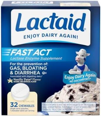 Lactaid Fast Act Lactose Intolerance Relief Chewables, Vanilla Twist, 32 ct