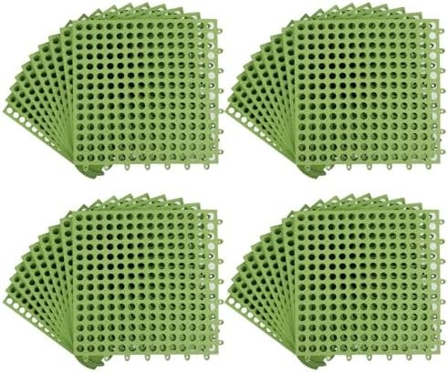 FAHKNS 50 PCS Interlocking Drainage Tiles, 12"x12"Anti Slip Interlocking Drain Mat, TPE Interlocking Floor Tiles for Showers, Toilets, Swimming Pools, Terraces, Drain, Pet Areas (Green)