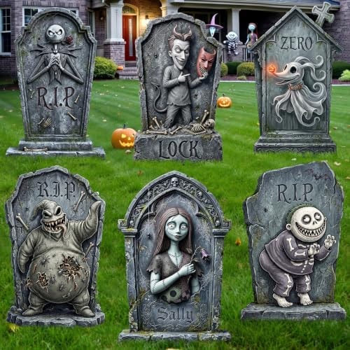 KLYRO 17 Inch Halloween Tombstones Outdoor Yard signs Graveyard Decorations